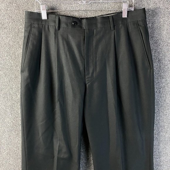 Louis Raphael Tailored Dress Pants 34/30 Men's Polyester Wool Adults Black - Picture 2 of 9